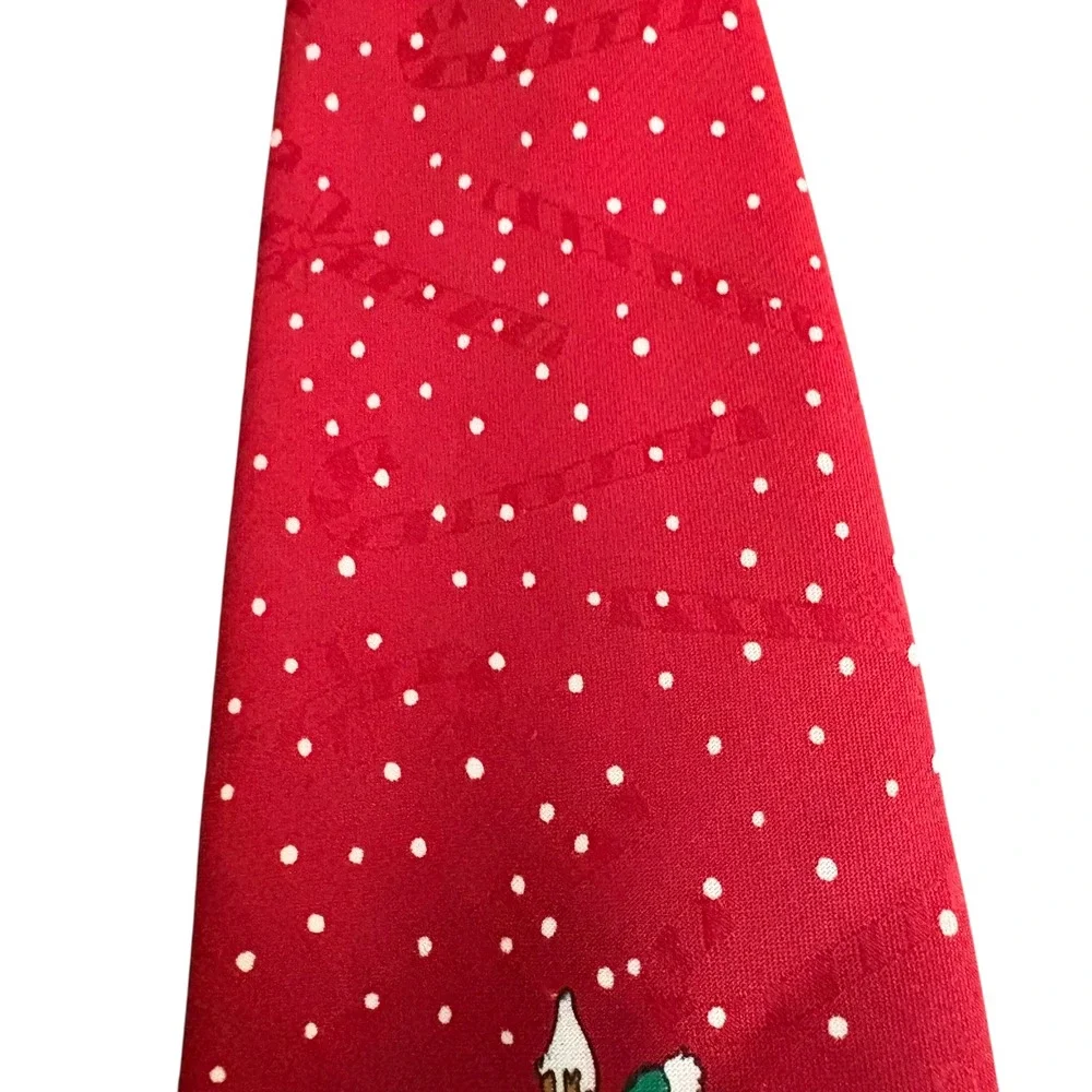 Yule Tie Greetings Green Santa‎ North Pole Christmas Men Necktie elf candy cane